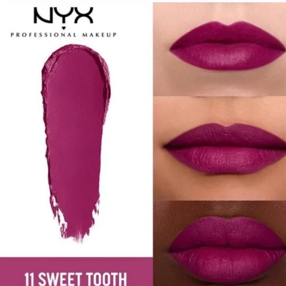 NYX Professional Suede Matte Lipstick - Bold Fuchsia - “Sweet Tooth” - Picture 3 of 6